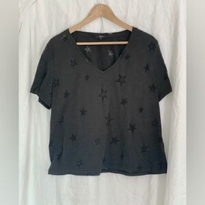 Rails V-Neck Cara Black Star burnout T-shirt, XL